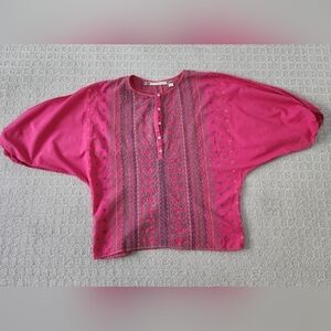 Chelsea & Violet hot pink blouse with embroidery size X-small